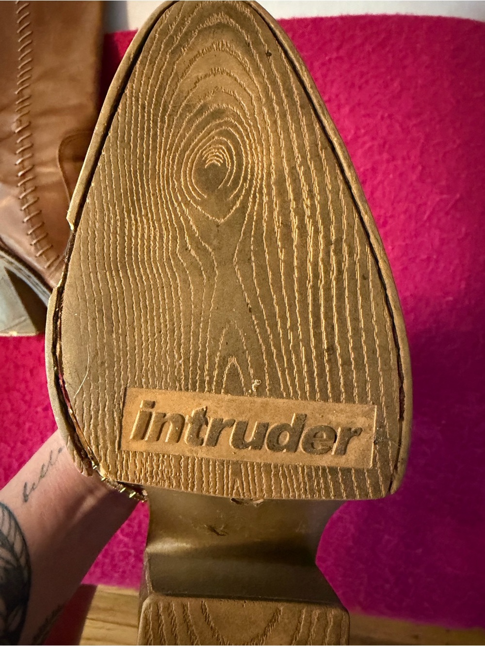 Vintage Leather Platform Boots in Cognac Brown - Picture 6 of 10